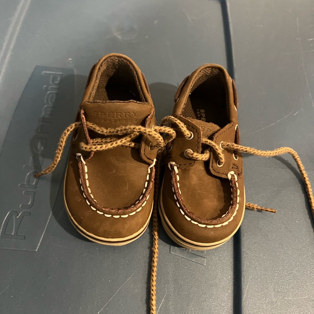 Sperry Kids Tan Brown Leather Moccasin Boat Shoes